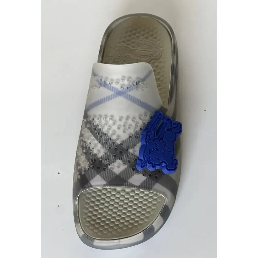 Burberry Mens Stingray Rubber Lichen IP Check Sandals 10 (43) 8088962 NIB $550